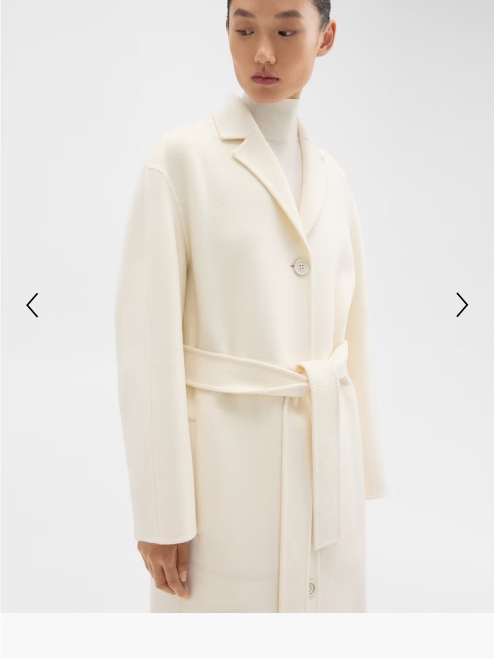 Theory Cream Belted Long Trench Coat